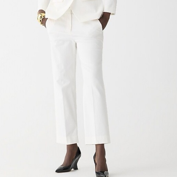 J. Crew Kate Straight-leg Ankle Pant in white cotton-blend - Picture 3 of 7